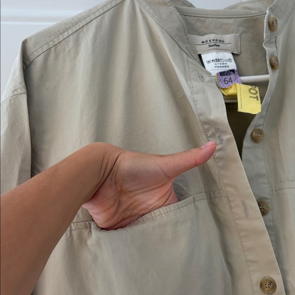 MaxMara Weekend 100% cotton Khaki Shirt Dress Sz 14 - Picture 6 of 8
